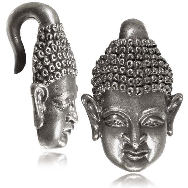 Ear weights, White Brass, Buddha