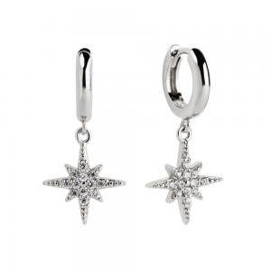 Stora stjärnor - Huggie örhängen med kristaller - Ringar i äkta silver