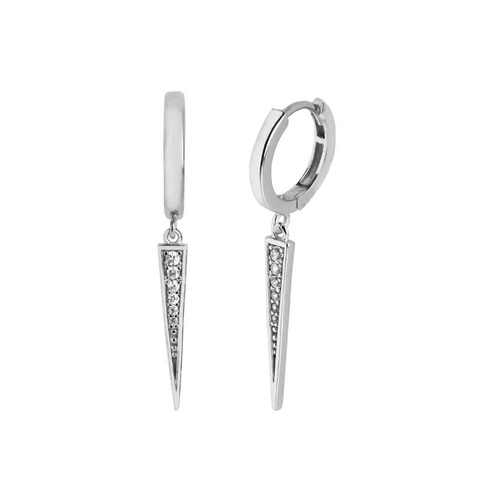 Spetsigt hängsmycke - Huggie örhängen med kristaller - Ringar i äkta silver