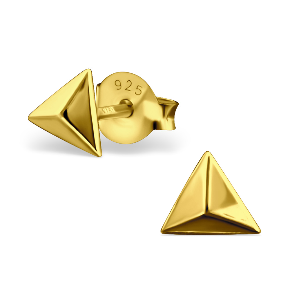 Triangel - 18k guldpläterat äkta silver - Studs-örhängen