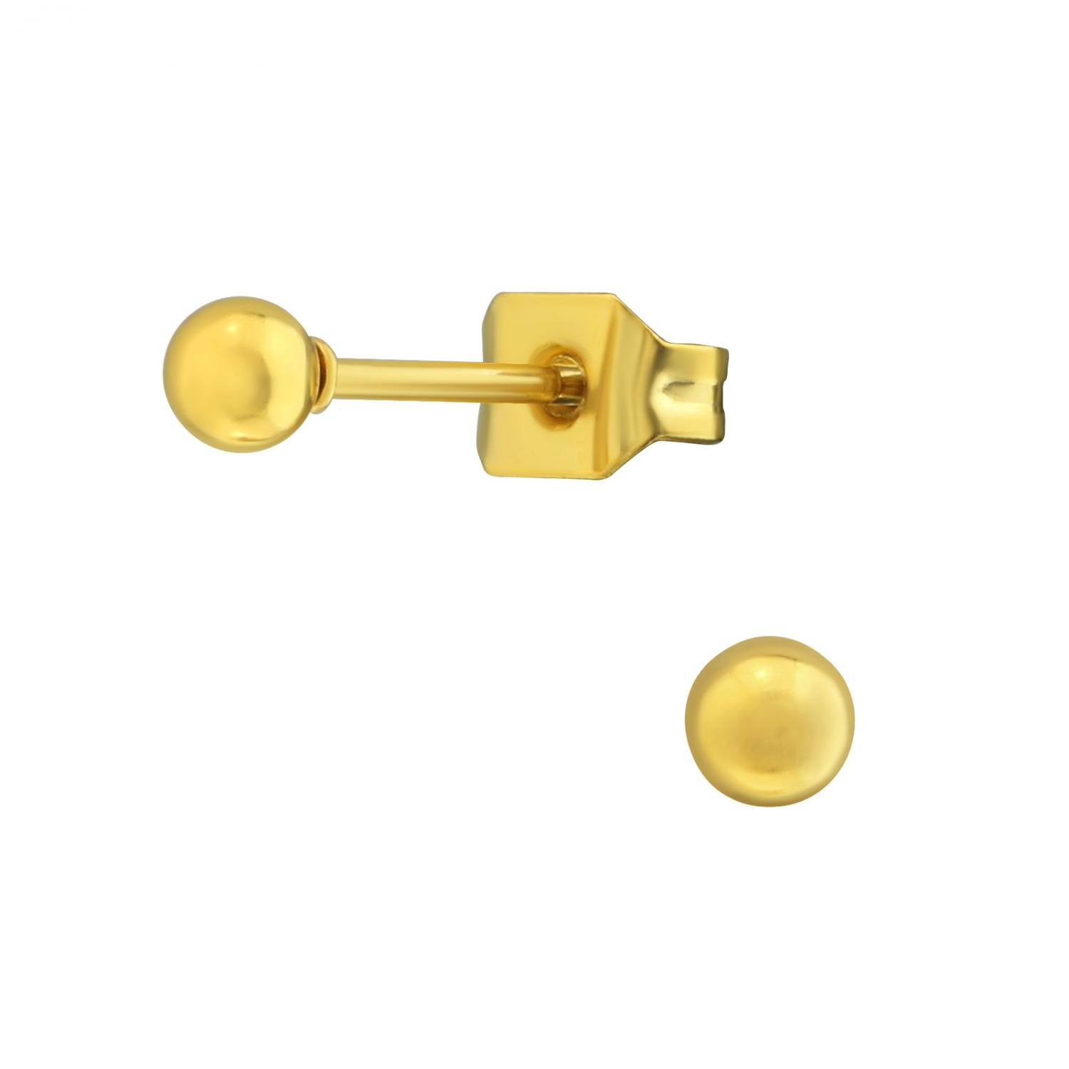 Kula 3 mm - Studs - Örhängen i guldpläterat äkta silver
