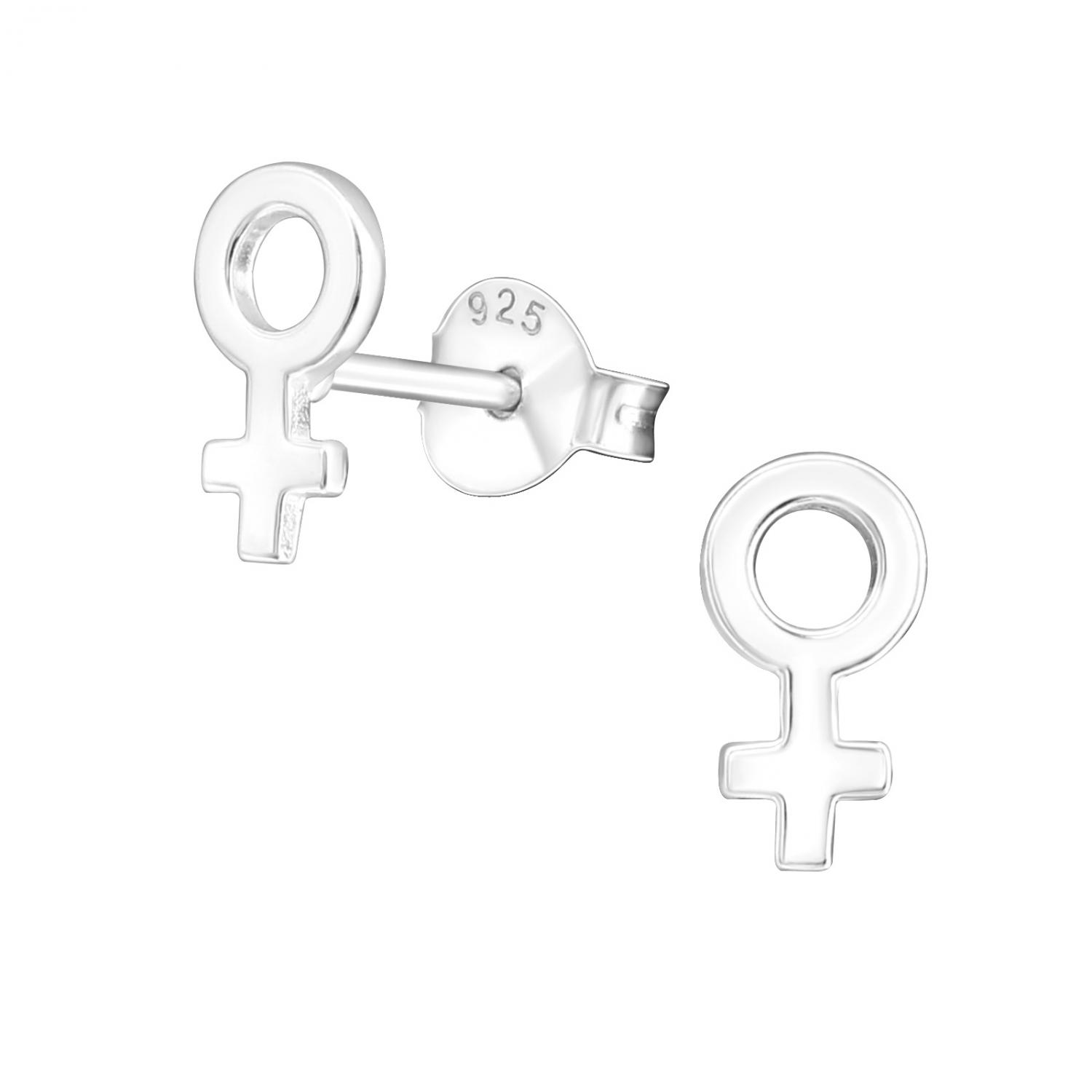 Kvinnosymbol - Venussymbol - Örhängen i äkta silver