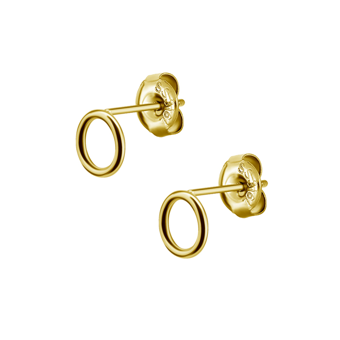 Cirkel 8 mm - 24k guldplätering - Studs-örhängen i kirurgiskt stål