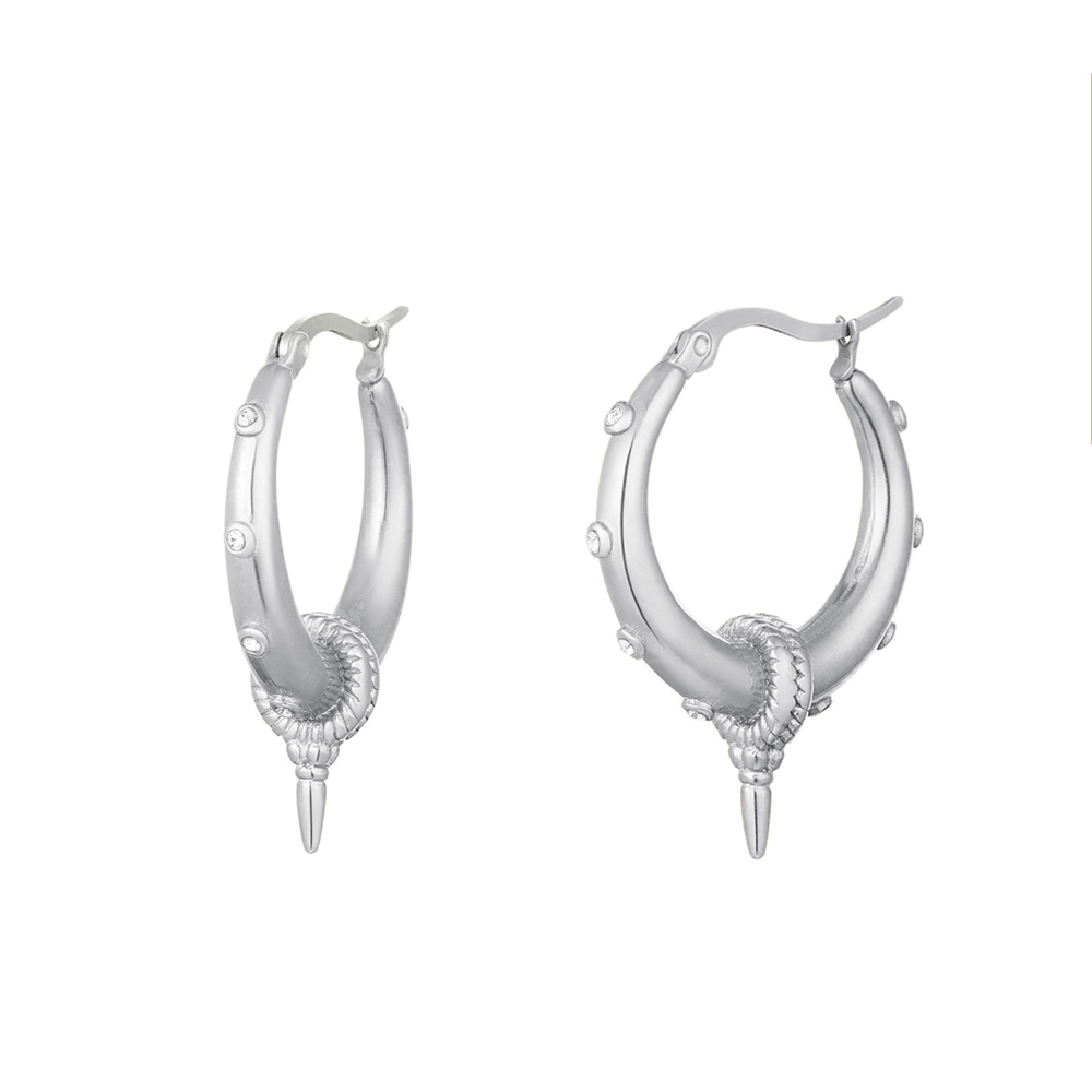 Bohemian hoops - Silvriga ringar med vackra detaljer - Örhängen i kirurgiskt stål