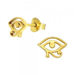 Horus öga - 18k guldpläterat äkta silver - Studs-örhängen