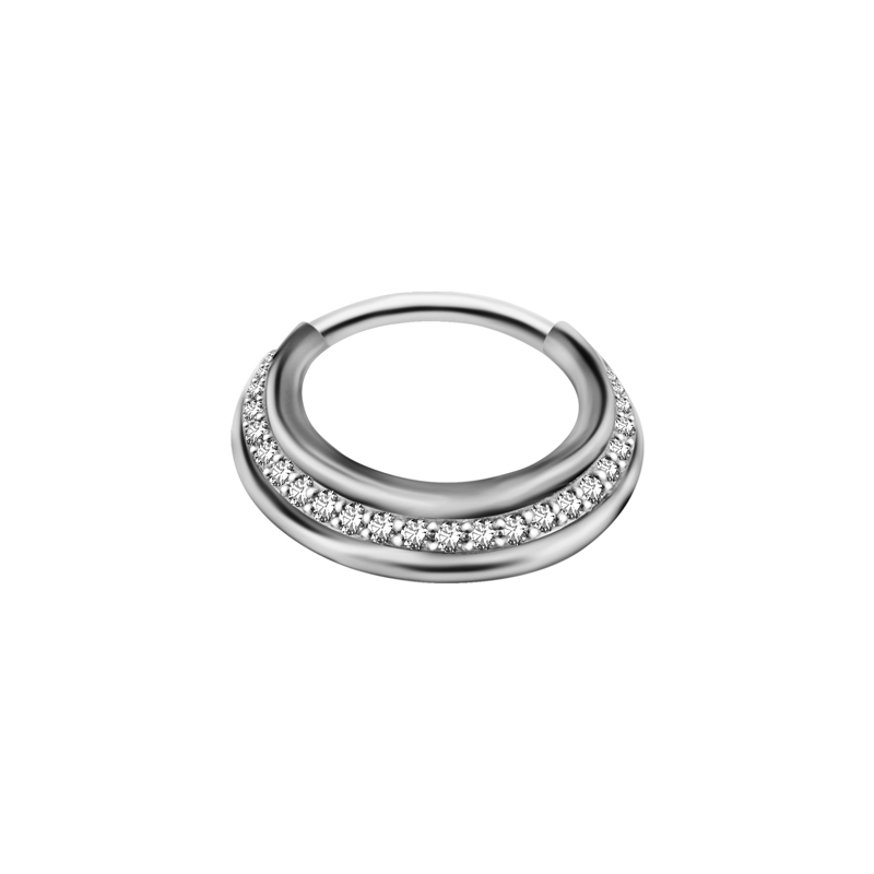 Septumsmycke - Silvrig ring med kristaller