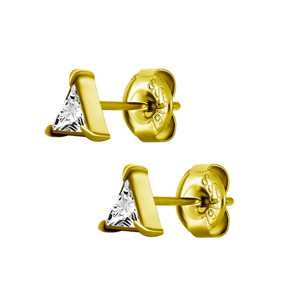 Triangel - 24k guldpläterat kirurgiskt stål - Studs-örhängen