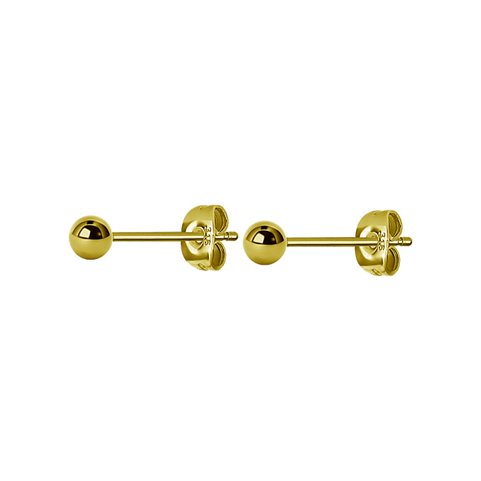 Kula 4 mm - Studs - Örhängen i 24k guldpläterat kirurgiskt stål