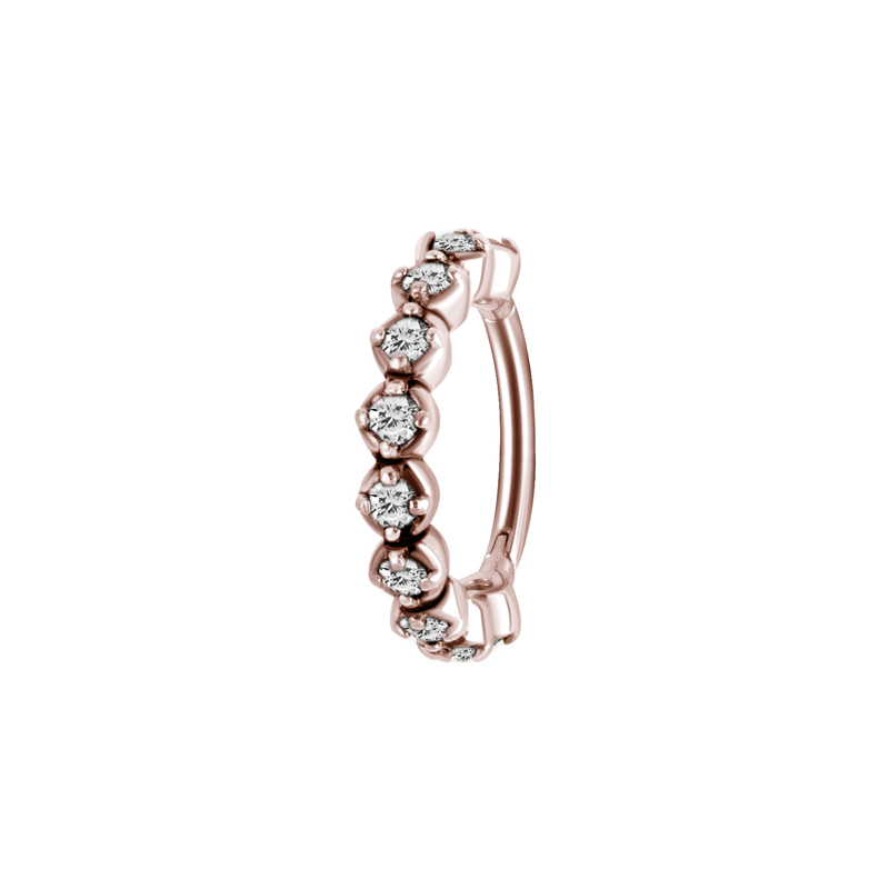 Clicker-ring med kristaller - Roséguld - Piercingsmycke