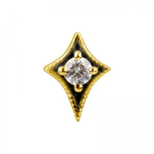 Piercingsmycke - 18k Guld - Geometriskt motiv med vit kristall