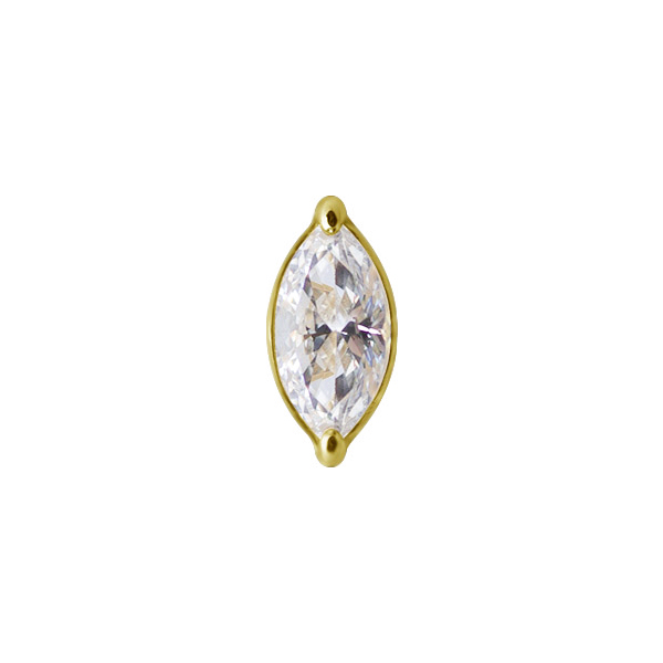 Marquise kristalltopp - 18k Guld - Piercingsmycke