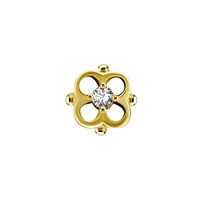 Piercingsmycke - 24k-guld PVD - Vit kristall - Blomma