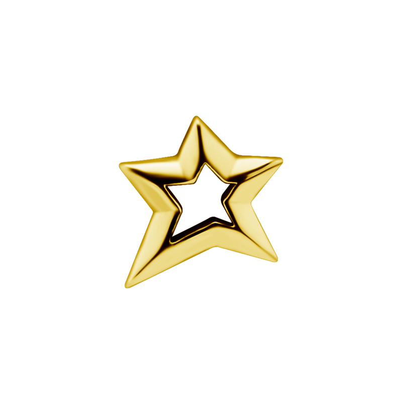 Stjärna - Piercingsmycke - 24k-guldplätering