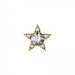 Piercingsmycke - 24k-guld PVD  - Vit kristall - Stjärna