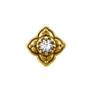 Piercingsmycke - 24k-guld PVD - Vit kristall