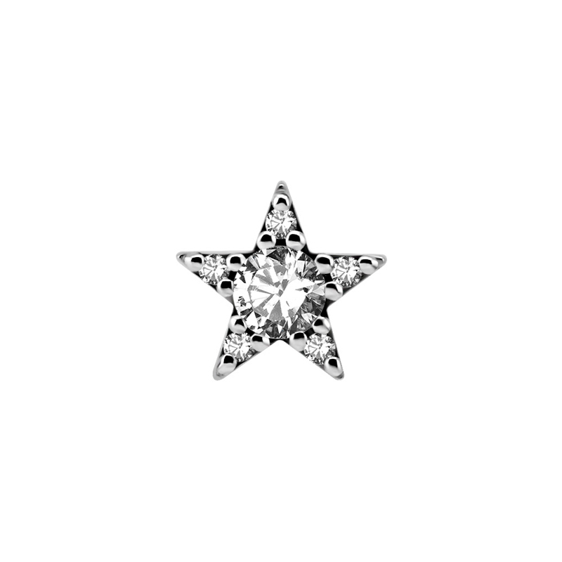 Piercingsmycke - Topp med Vit kristall - Stjärna
