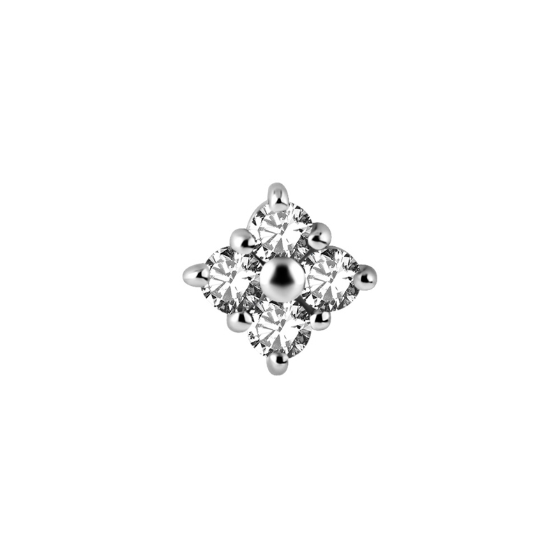 Piercingsmycke - Topp med Vit kristall - Fyrkantig Cluster