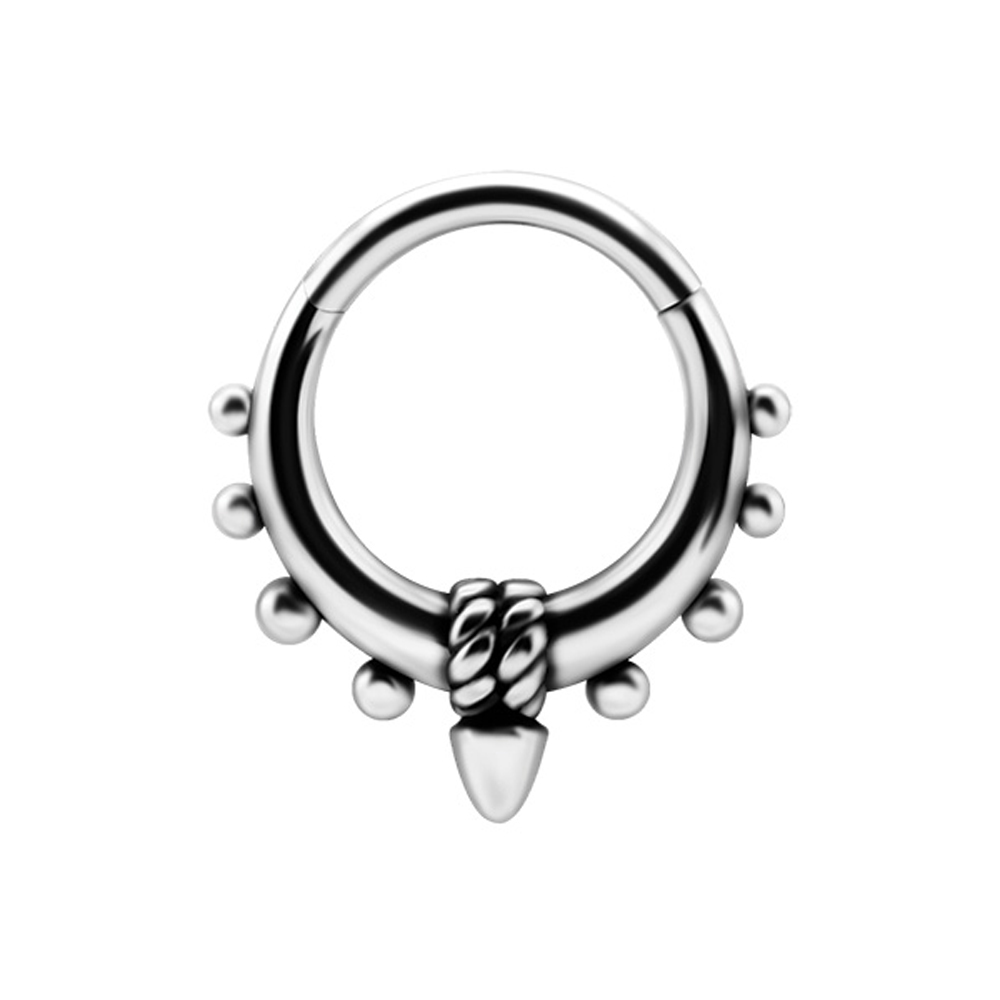 Clicker i silvrig bohemisk design - Ring till piercing i kirurgiskt stål