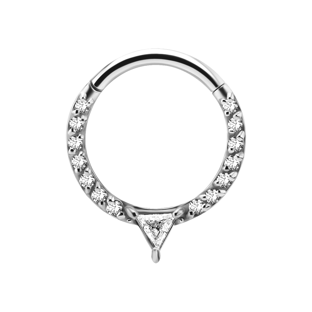 Clicker ring - Piercingsmycke i kirurgiskt stål med vita kristaller