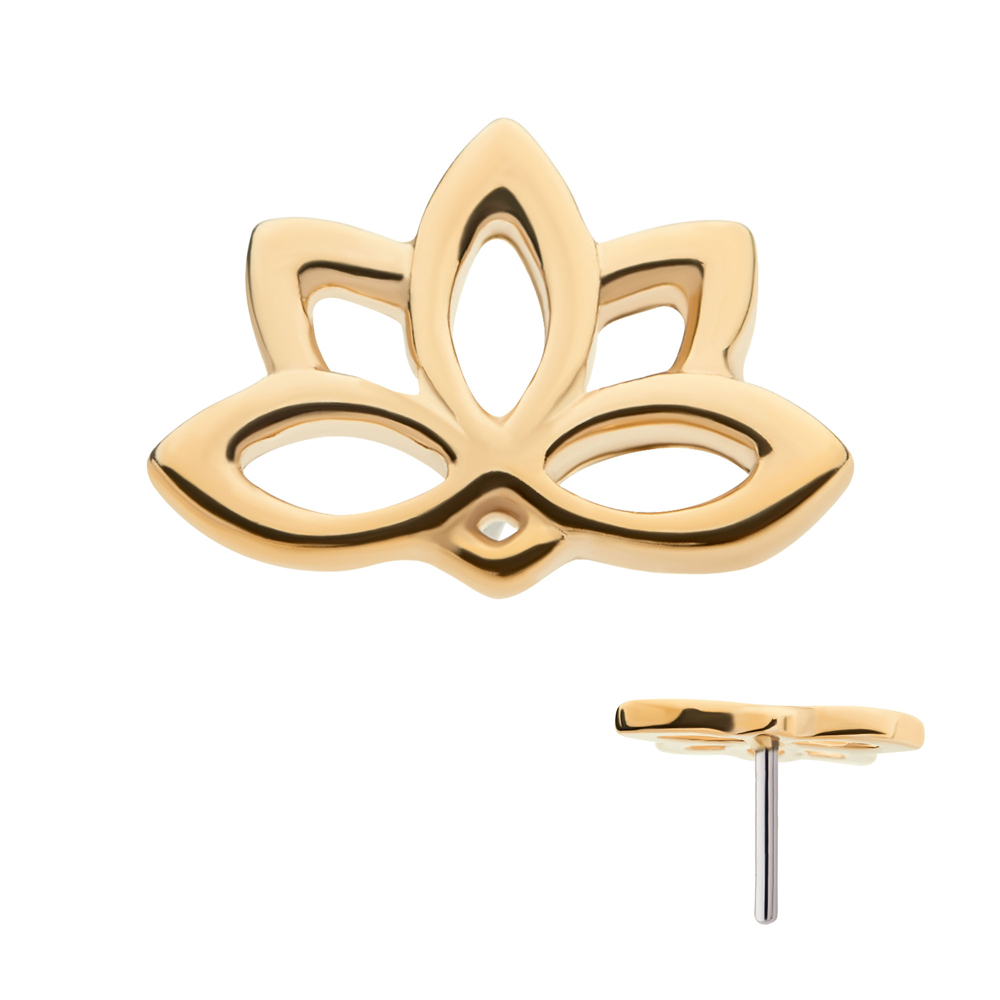 Lotus i 14k guld - Push fit topp - Threadless piercingsmycke från Invictus