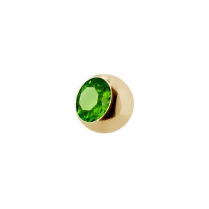 Guldkula till piercing - Grön kristall - 24k guldpläterat Kirurgiskt stål