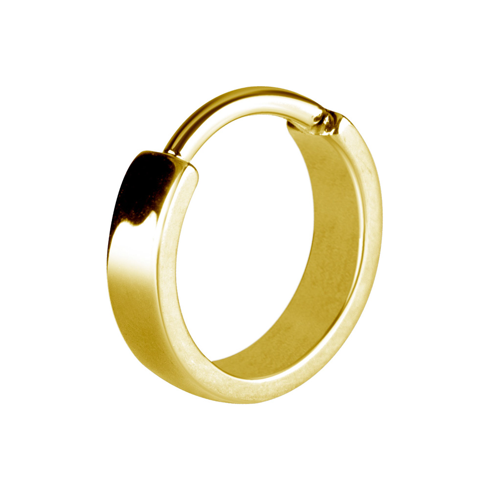 Slät guldring till piercing - 3.5 mm bred clicker - Piercingsmycke i 24k guldpläterat kirurgiskt stål