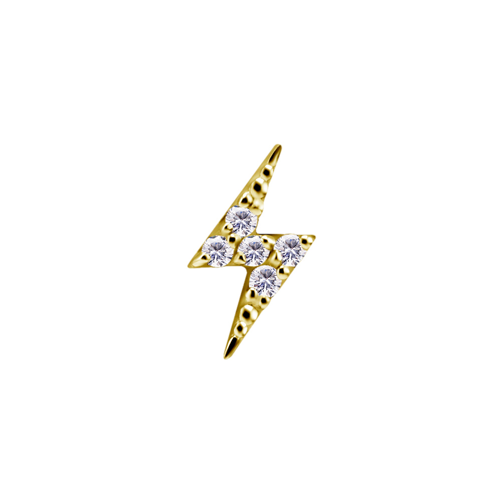 Blixt topp - 18k Guld - Piercingsmycke - Vita Kristaller