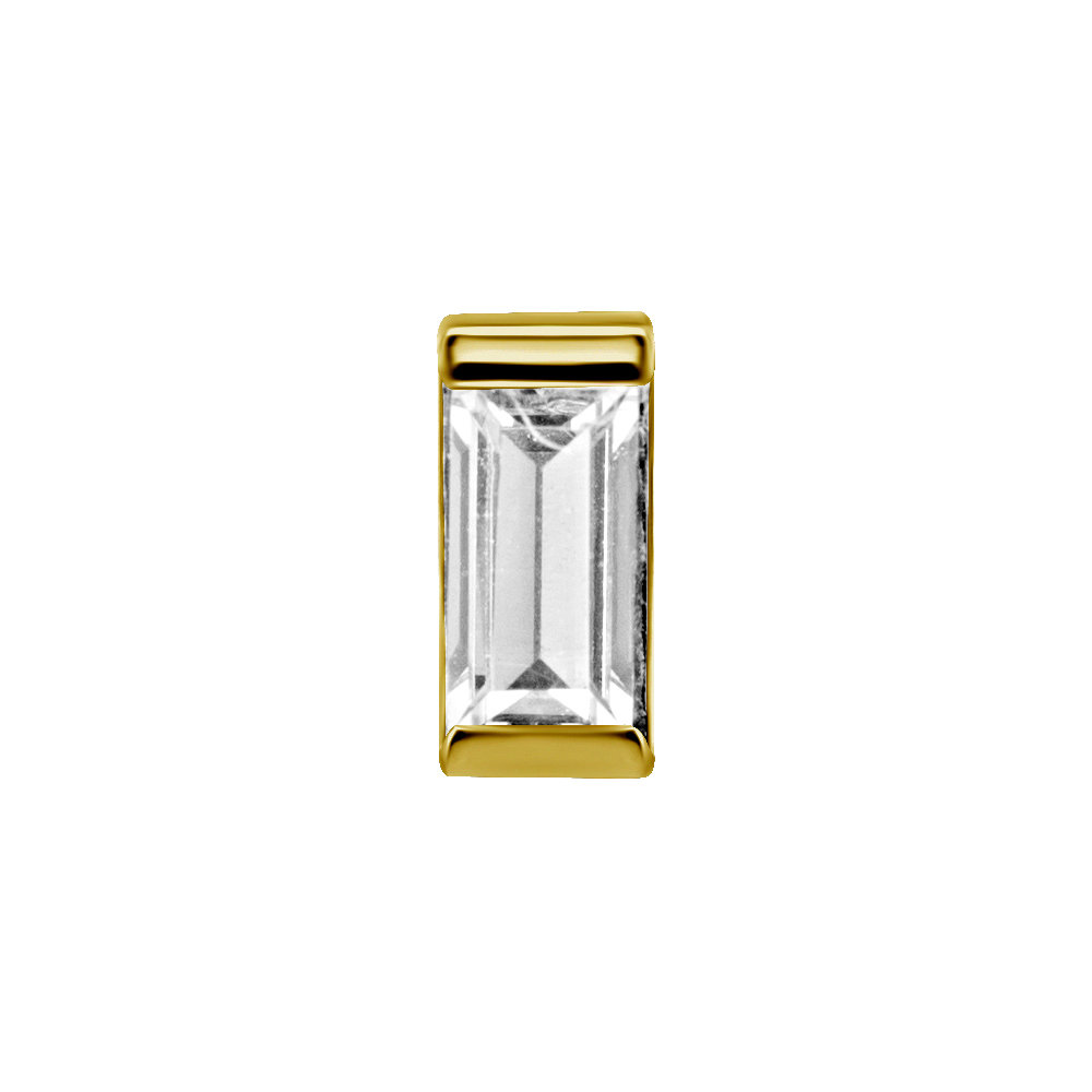 Fyrkantig vit Kristall till piercing - PVD Guld