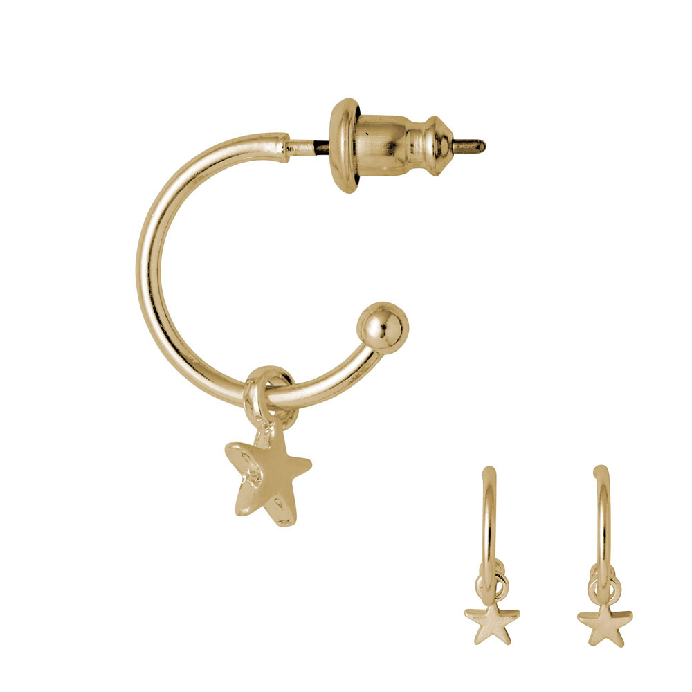 Pilgrim - Ava - guldiga örhängen med Stjärnor