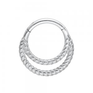 Silvrig clicker ring - Dubbla ringar - Piercingsmycke i kirurgiskt stål