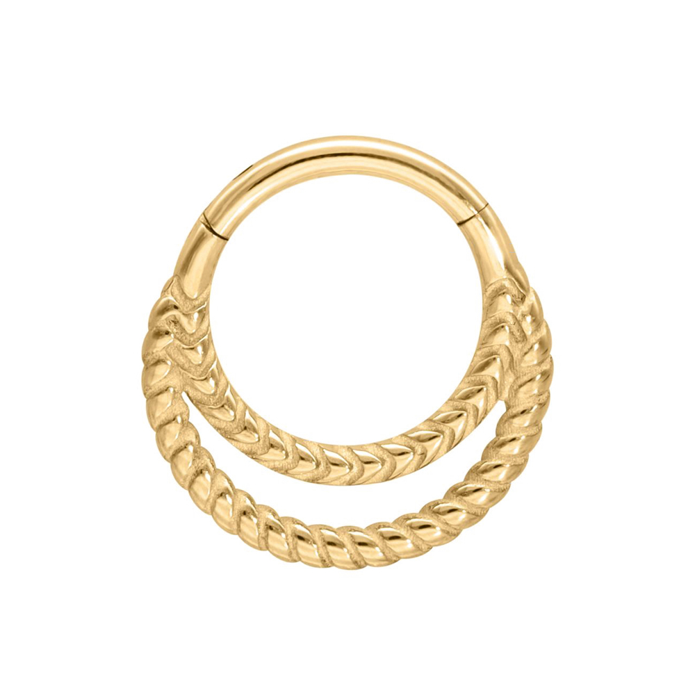 Clicker ring guld - Dubbla ringar - Piercingsmycke i kirurgiskt stål