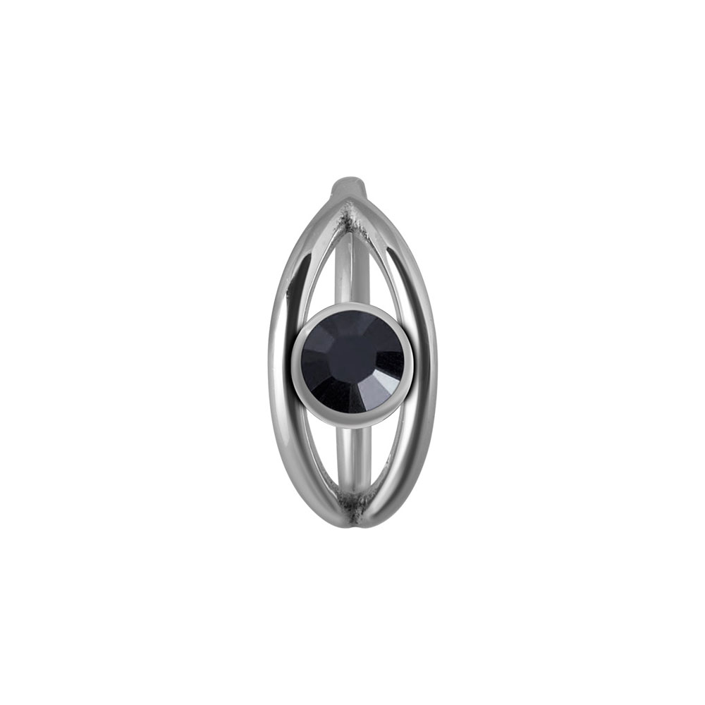Ring till piercing - Piercingsmycke - Dubbla ringar med svart kristall
