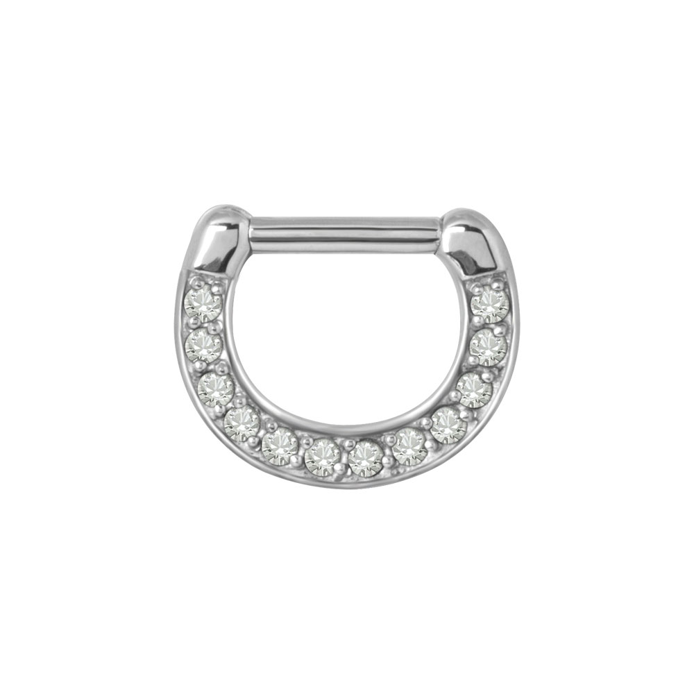 Septumsmycke - Piercingsmycke - Ring med vita kristaller