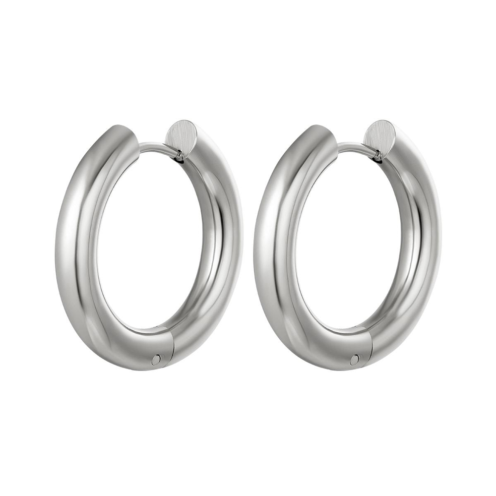 Stora släta ringar i silvrigt kirurgiskt stål - Hoops-örhängen