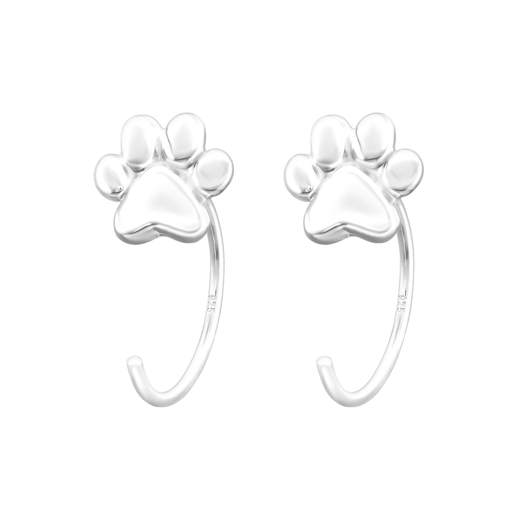 Ear Huggies - Hoops örhängen i äkta silver med tassar