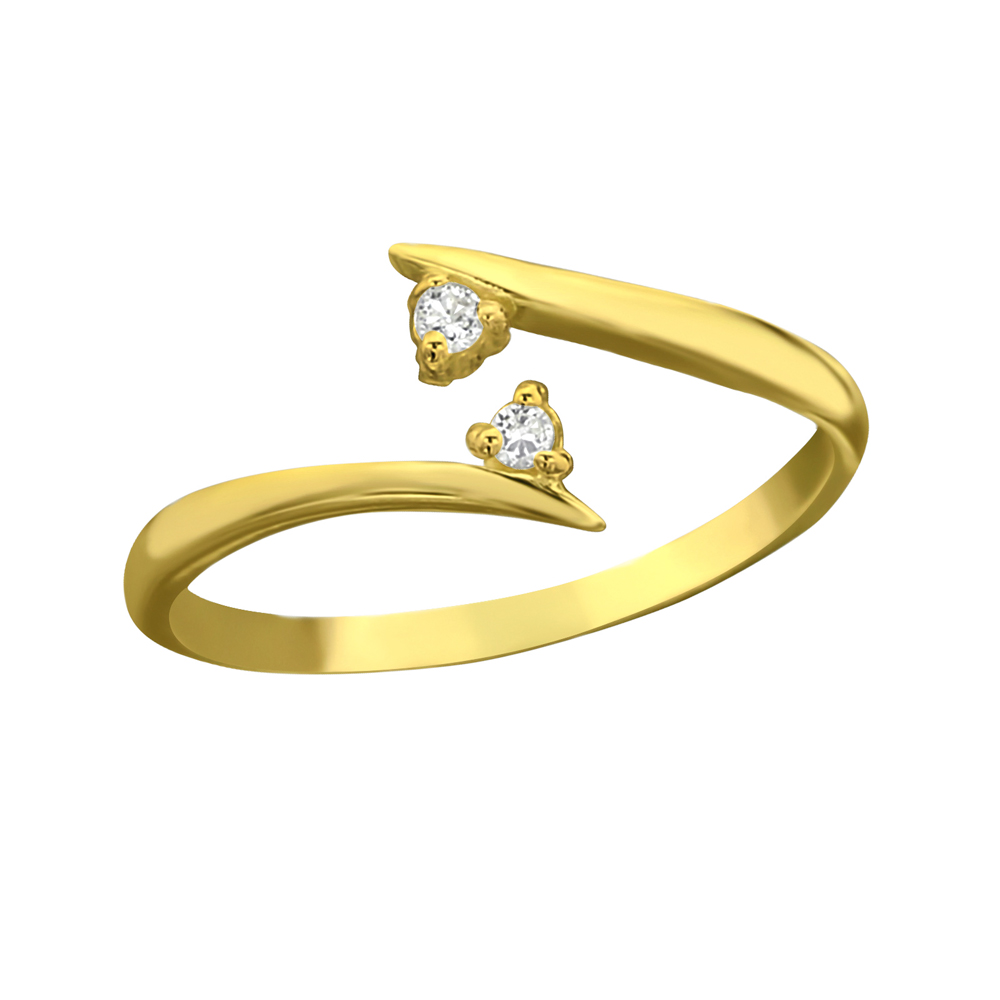 Tåring / Fingertoppsring - 18k guldplätering - Tunn ring med vita kristaller