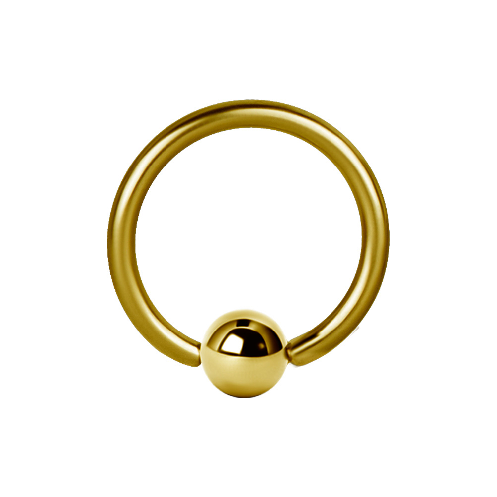 Tunn guldring med kula - Ring i 24k-guldpläterat kirurgiskt stål till piercing