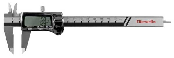 Digitalt skjutmått 0-200 mm bråkfunktion Diesella