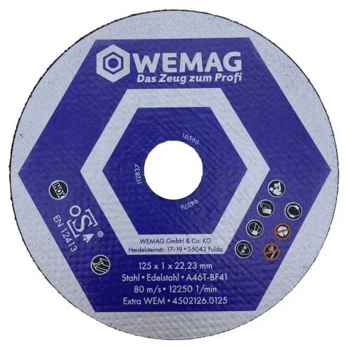 Kapskiva 125 x 1 mm Wemag rostfritt/stål