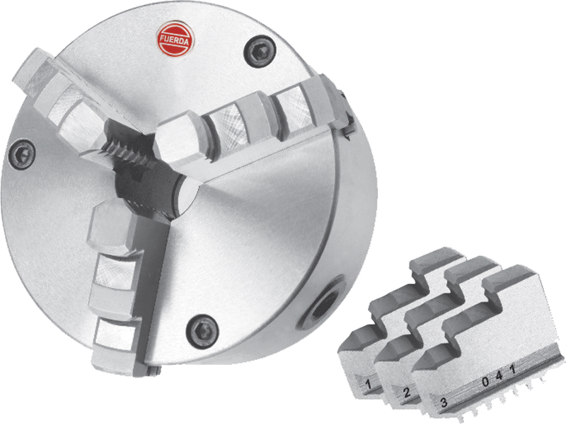 Svarvchuck 3-backs 160 mm Fuerda