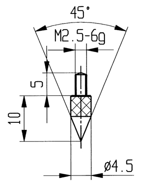 Mätspets konformad 45° stål Käfer
