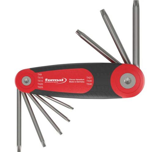 Torxnyckelsats T9-T40 Format 8 st ihopfällbar