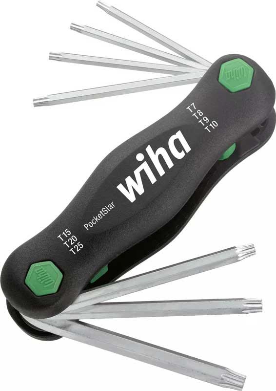 Torxnyckelsats T7-T25 Wiha Pocketstar 7 st ihopfällbar