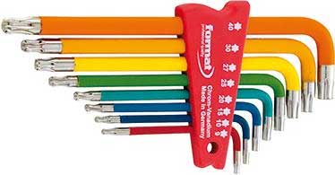 Torxnyckelsats kort T9-T40 Format 8 st färgade