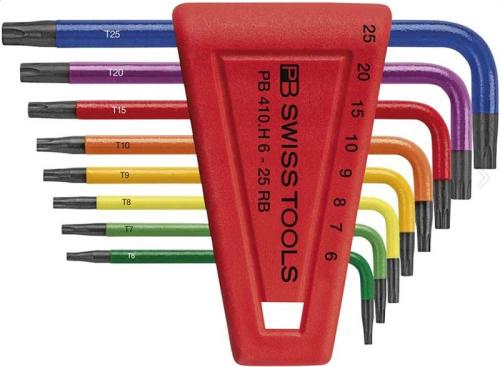 Torxnyckelsats kort T6-T25 PB Swiss Tools 8 st färgade