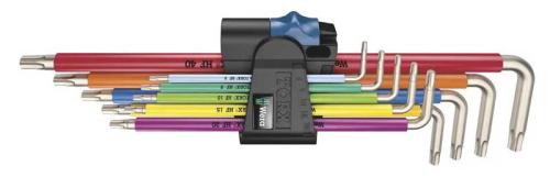 Torxnyckelsats lång T8-T40 Wera 9 st färgade rostfri