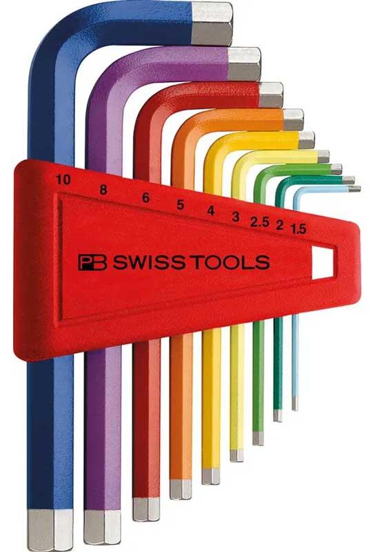 Insexnyckelsats 1,5-10 mm 9 st PB Swiss Tools kort Rainbow