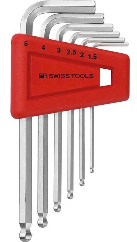 Insexnyckelsats 1,5-5 mm 6 st PB Swiss Tools med kula kort