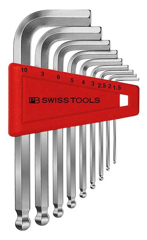 Insexnyckelsats 1,5-10 mm 9 st PB Swiss Tools med kula kort
