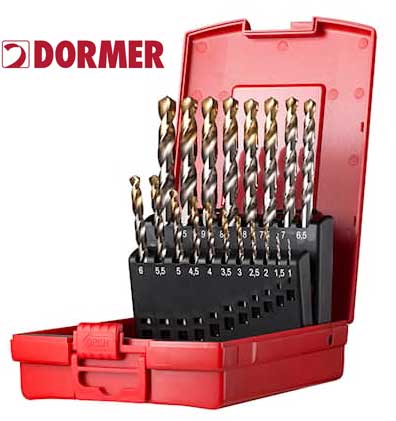 Spiralborrsats 1-10 mm 19 st HSS-TiN slipade Dormer